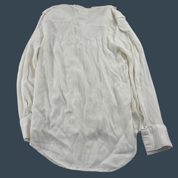 Mello Day White Ruffle Blouse Small Long Sleeve Button Down Womens Top - Picture 4 of 4